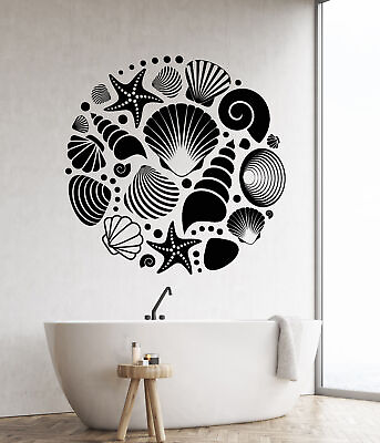 #ad Vinyl Wall Decal Ocean Sea Seashells Style Bathroom Decor Stickers 2065ig $69.99