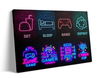 #ad Game Room Décor Wall Canvas Art Gaming Video Posters for Boys Bedroom Playroom $16.99