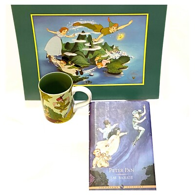 #ad PETER PAN Lithograph Mug Book Fantasy Collectible Art Deco Kitchenware $26.00