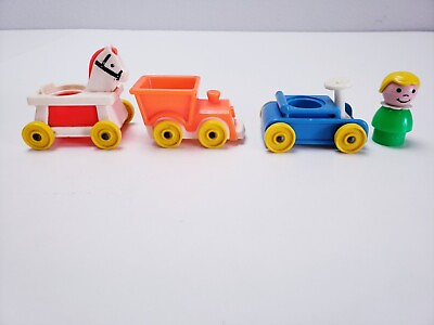 #ad Fisher Price Rolling Horse Train Engine Wagon Girl Nursery Vintage CLEARANCE k $12.99