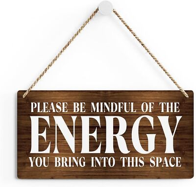#ad Rustic Positive Quote Wood Decor Sign Please Be Mindful of the Energy Printed W $14.27