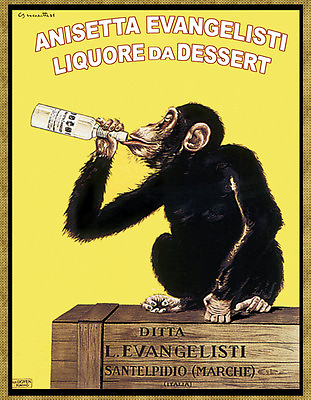 #ad Designer decoration Poster.Aniseta Drinking Monkey.Kitchen art decor.q0152 $45.00