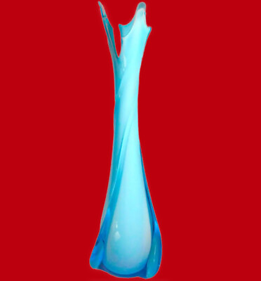 #ad Empoli Glass Vase Italy Cristalleria Fratelli Betti 20” Blue 1950 1960 M C M $99.95