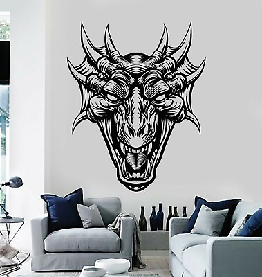 #ad Vinyl Wall Decal Dragon Head Fairy Myth Beast Fantastic Animal Stickers g5083 $20.99