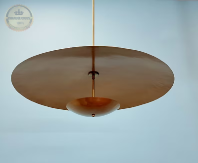 #ad Mid Century Disc Pendant Light Gold Brass Skydome Modern Interior Fixture Lamp $321.46