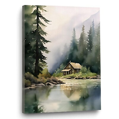 #ad Natural Scenery Wall Art Tree Landscape Painting River Nature Picture Modern ... $39.36