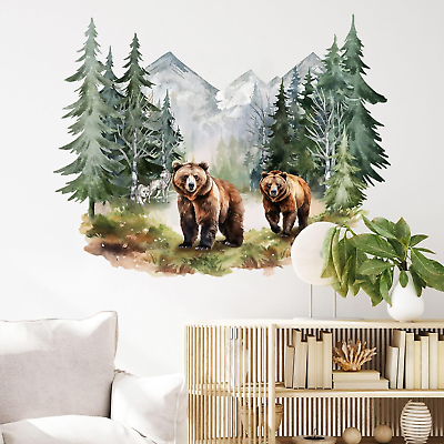 #ad Animals Wall Decals Brown Bears Wall Stickers for Bedroom Kids Room Nursery Jun $19.58