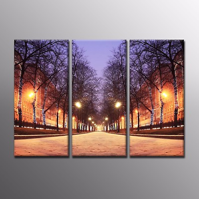 #ad Large HD Canvas Print Street Lamp Painting Picture Wall Art Home Decor 3 Panels $146.80