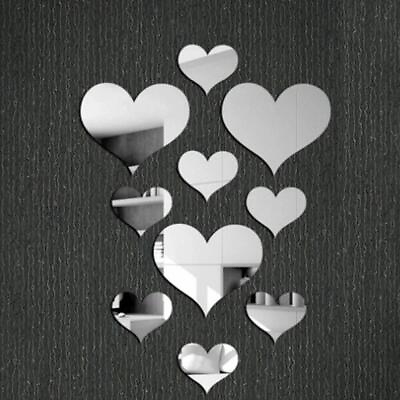 #ad 10Pcs Set Durable Love Heart Stickers Wall Sticker Mirror Mural 3D Decal Simple $14.99