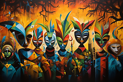 #ad Brazil carnival abstract painting4 24in H *30in L Wall Art Print $64.99