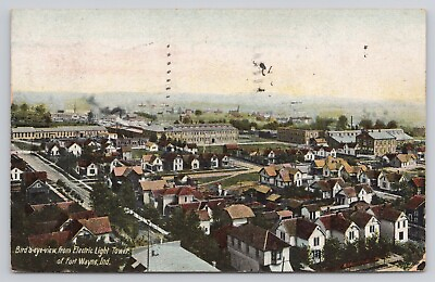 #ad Fort Wayne IN Indiana Bird#x27;s eye View from Electric Light Tower Postcard 1907 $3.49
