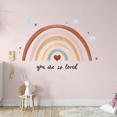 #ad Rainbows Wall Decal 30 x 14 inch Pastel Large Heart Wall Stickers Decor Peel an $22.94