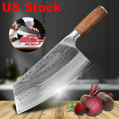 #ad #ad Stainless Steel Asian Chef Kitchen Knife Butcher Damascus Cleaver Chopping Meat $14.59