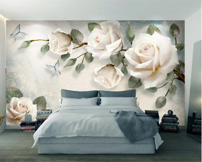 #ad Wallpaper Rose Branch Mural Euro TV Wall Room 3d Floral Home Decor Wallpaper $39.68
