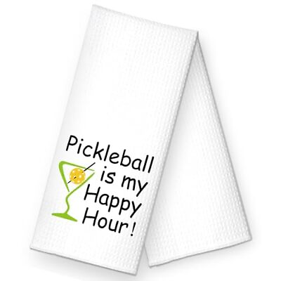 #ad ZBBFSCSB Pickleball is My Happy Hour Funny Kitchen Towels Funny Kitchen Stuff... $19.25
