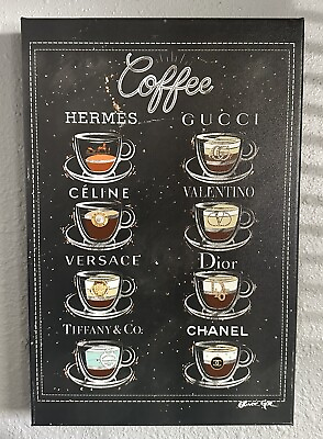 #ad #ad Oliver Gal Designer Coffee Bar Kitchen Wall Art Hermes Gucci 15X10 $49.99