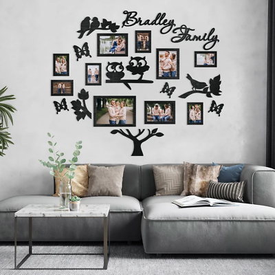 #ad #ad Wood Family Tree with Birds Photo Wall Decorations Family tree wall mount decor $175.00