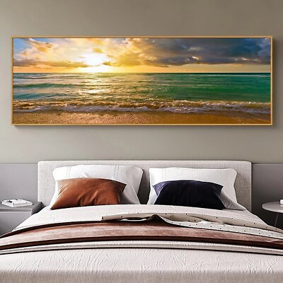 #ad #ad Sunset Sea Beach Canvas Painting Canvas Wall Art Print Canvas Mural Wall Posters $26.31