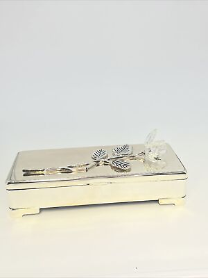 #ad Godinger Silver Art Co. 9” long Rose Jewelry Box $25.00