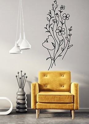#ad #ad Women#x27;s Face Large Wall Decal Abstract Line Art Floral Removable Sticker AA022 $17.99