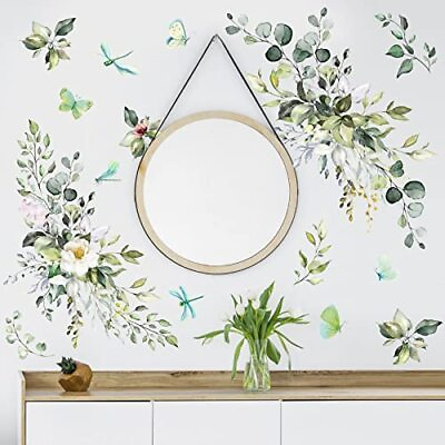 #ad Green Leaves Wall Decal Plant Wall Decals Peel and Stick Decals Rustic Vines ... $24.59