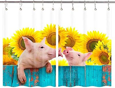 #ad Rustic Country Farmhouse Animals Plant Flowers Kitchen Window CurtainsFunny ... $16.65