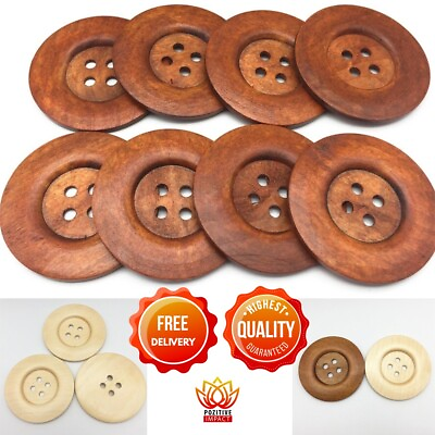 #ad 10pcs Large Wooden Buttons 60mm 4 Holes Round Button DIY Decorations Universal $11.54