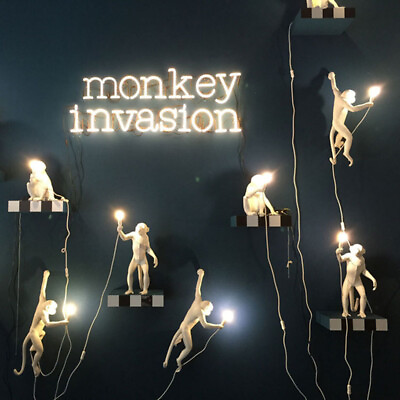 #ad Modern Monkey Table Lamp Nordic Aap Light Resin Simian Hanging Rope Wall Lights $82.79