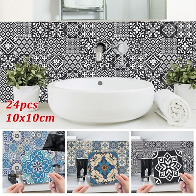 #ad PVC Peel and Stick Tile Stickers for Kitchen 24pcs Easy to Apply and Wipe Off $10.30