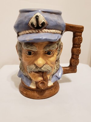 Sailor stein mug ceramic art sea captain with pipe Navy Art $42.88