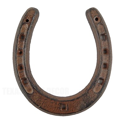#ad Large Cast Iron Rustic Lucky Horseshoe Decorative Brown Western Decor 7quot; x 6.5quot; $17.95