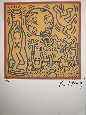 #ad COA Keith haring Painting Print Poster Wall Art Signed amp; Numbered $149.95