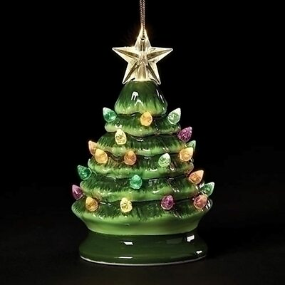 #ad LED Green Vintage Tree Ornament 5 inch Height Battery Included $13.89
