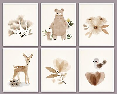#ad #ad 6 PCS Cartoon Animals Wall Art Nursery Decor Cute Bear Deer Bird Decor Inspirati $28.33