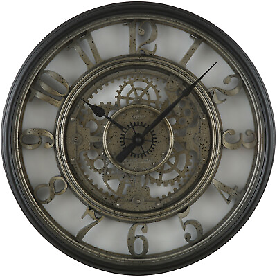 Moving Gear 20quot; Large Wall Clock Industrial Age Styling Modern Rustic Quartz $54.89