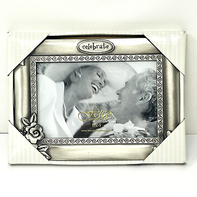 #ad Fetco Home Decor Celebrate Metal Pewter 4quot;x6quot; Picture Photo Frame New In Box $9.95