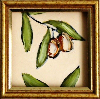 #ad Olive tree branch small oil painting Olives wall art Rustic Country home decor $23.20