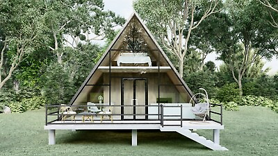 #ad Modern A Frame Cabin House Plan With 3D Images And PDF For Blueprint Plans $43.00