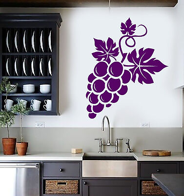 #ad Vinyl Wall Decal Bunch Of Grapes Fruit Wine Kitchen Decor Stickers 2674ig $21.99