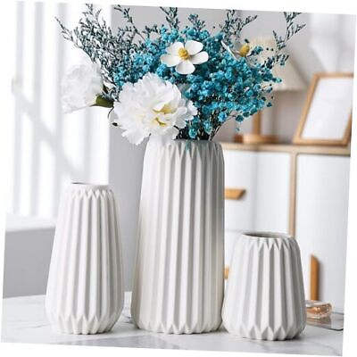 #ad Ceramic Vase Set of 3 Modern Minimalist Bohemian Home Decor Vase White $42.71