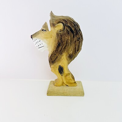 #ad Wood Carved Lion Eyeglass Display Holder Rustic Decor $17.95