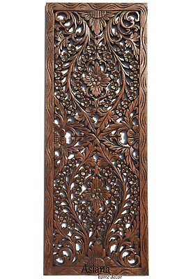 #ad Leaf Floral Wood Wall Art. Carved Wood Wall Decor Panel. 35.5quot;x13.5quot; $139.99