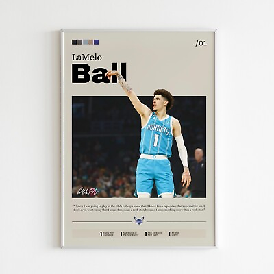 #ad LaMelo Ball poster Charlotte Hornets art Basket print Ball Charlotte Print $41.31