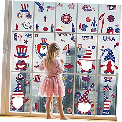#ad Wall Clings Independence Day Wall Decorations Window Stickers Patriotic Flag $19.57