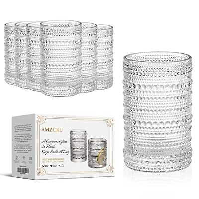 #ad Amzcku Vintage Highball Drinking Glass Set of 6 Kitchen Glasses Cup（13 OZ），fo... $41.02