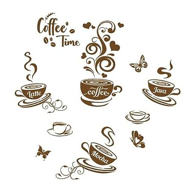 #ad Coffee Time Decals Brown Coffee Theme Wall Stickers Decor Brown Coffee Time $23.67