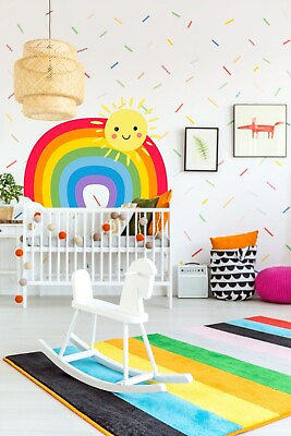 #ad Rainbow Wall Sticker Nursery Baby Room Decor Colorful Vinyl Decal Bedroom Mural $84.70