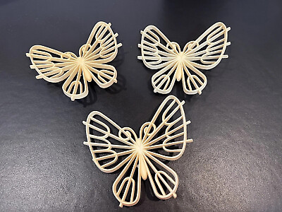 #ad Vintage Burwood Set Of 3 Large Butterflies Wall Hanging Decor Plaques MCM $15.80