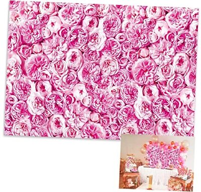 #ad Pink Flower Wall Backdrop Rose Floral Backdrop Wall for Wedding 7x5ft pink $16.97