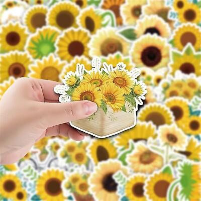 #ad Sunflower Stickers 50PCs Aesthetic Flowers Vinyl Decals Stickers for Hydro... $11.99